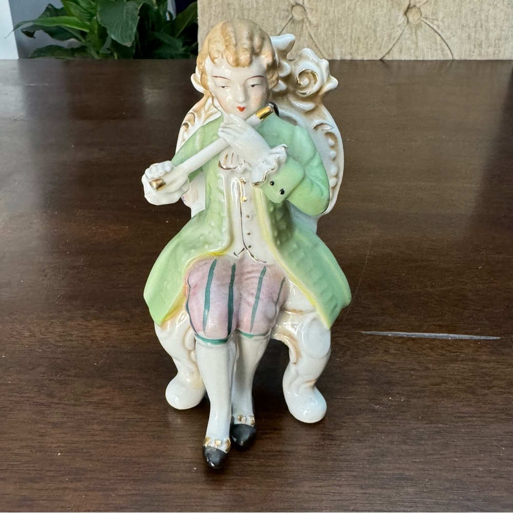 1940s Vintage Japan Young Man Musician Porcelain Figurine Marked Q75A